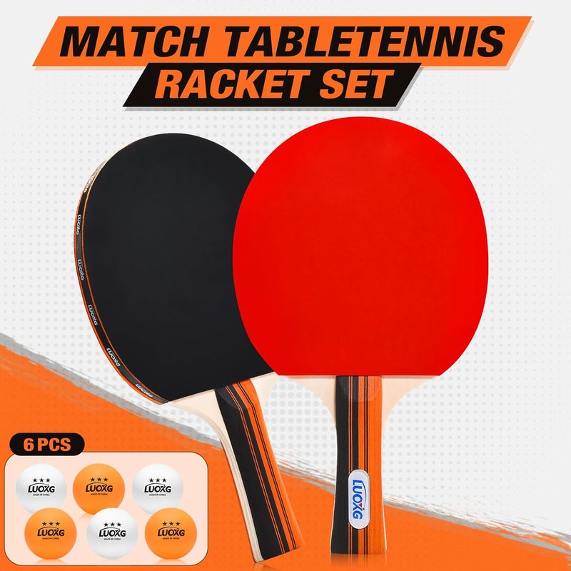 LUOXG Ping Pong Paddles, Ping Pong Paddles Set of 2, Includes Paddles and Balls, Table Tennis Rackets Set Suitable for Indoor and Outdoor Games, Family Games - Image 3